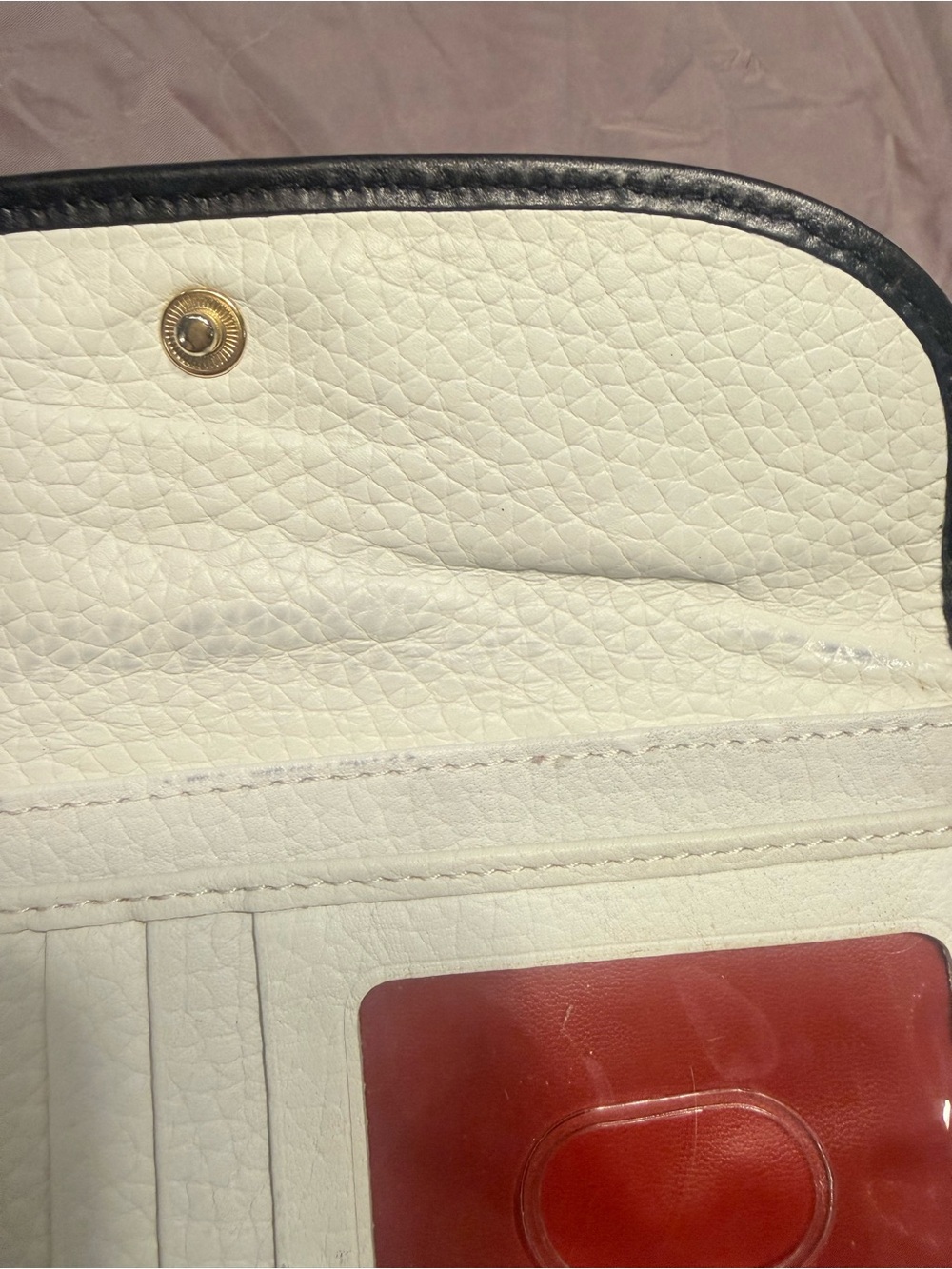 Dooney & Bourke Pebbled Leather Cream Wallet with Black Trim - Picture 11 of 12